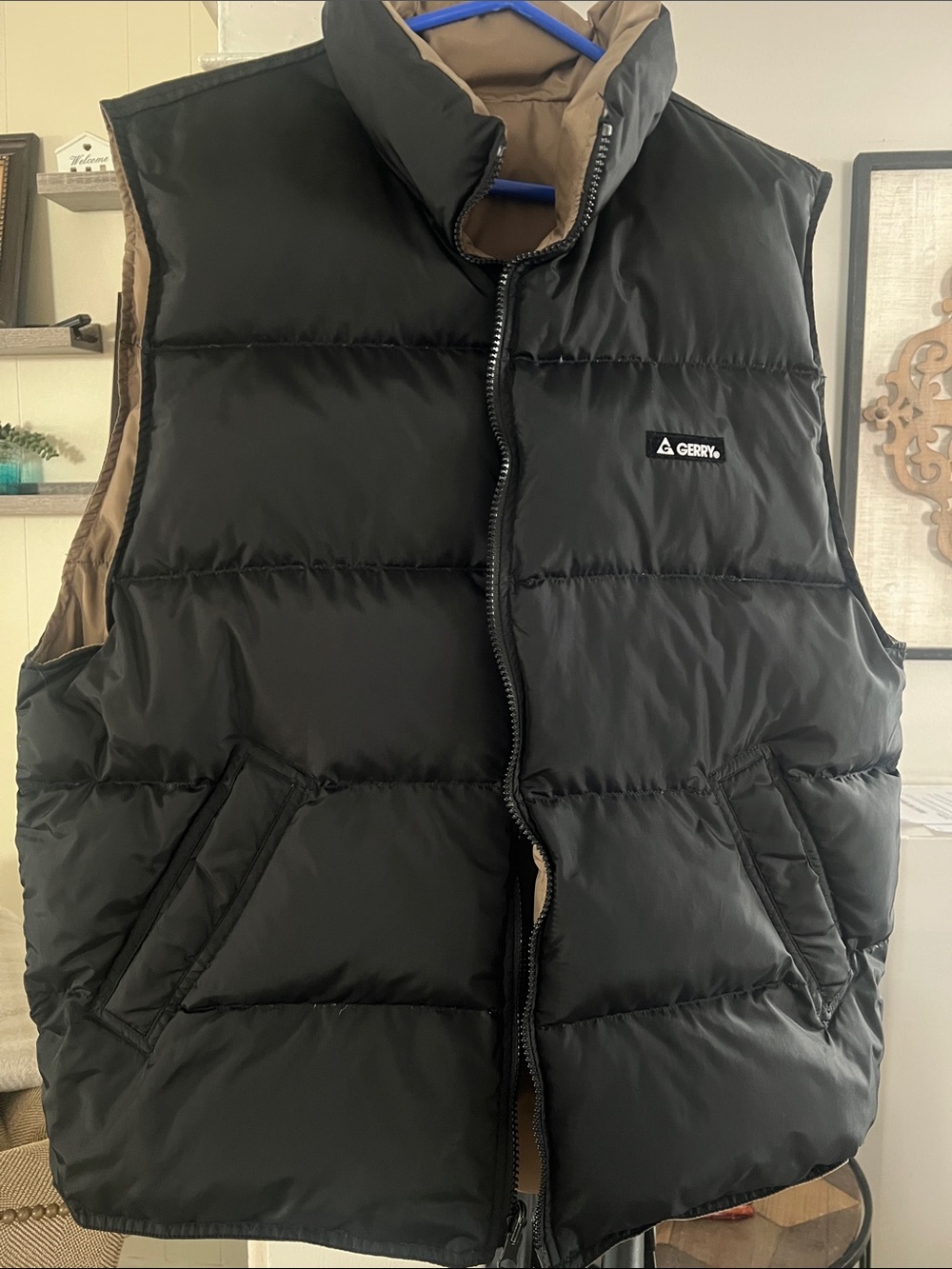 Gerry Weber Black Reversible Puffer Vest with Tan Lining